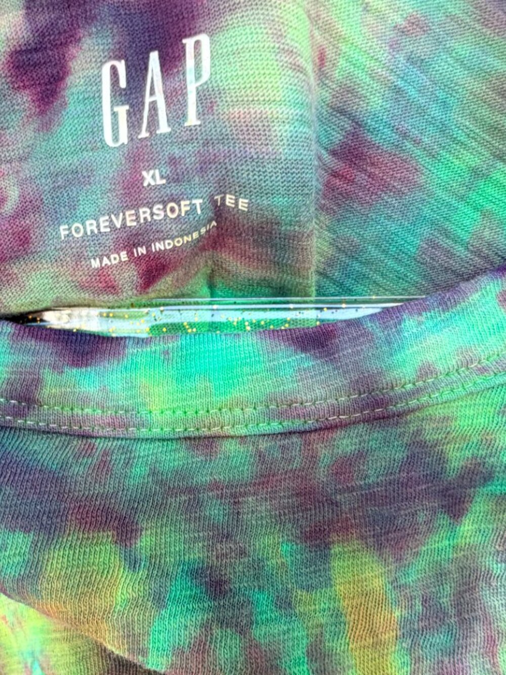 Ice dyed tie dye cropped XL t-shirt hand dyed mandala - in stock ready to ship - Picture 3 of 7